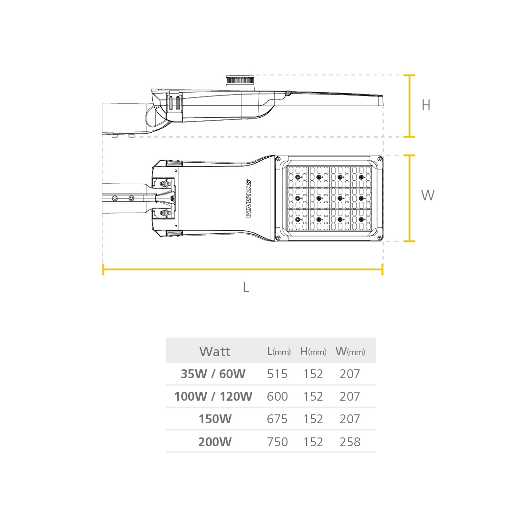 LED SYL-STREET G2 dimensiones