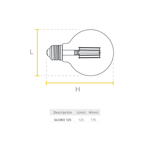 Led Toledo Vintage Filament dimensiones